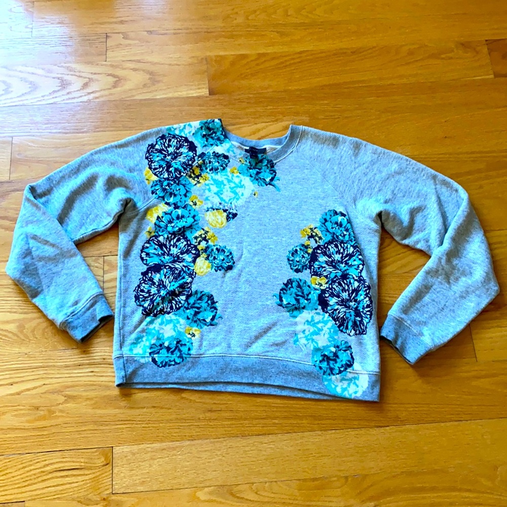 J. Crew Floral Painted Crewneck Sweatshirt Size S